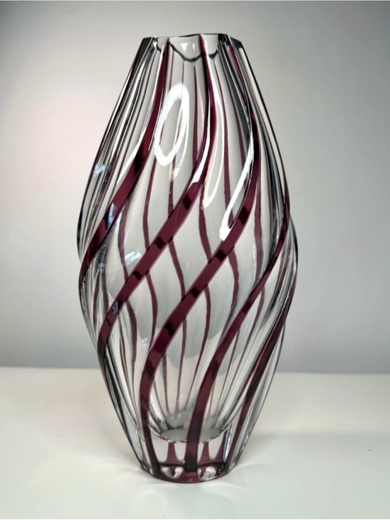 Other - Antique Bohemian Amethyst Hand Blown Cut Crystal Vase Johannes Oertel & Co